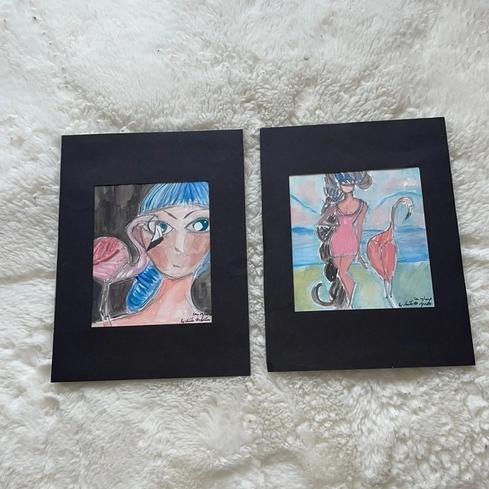 Handmade hand crafted paintings set of two by Me Sinta Margot sect of two